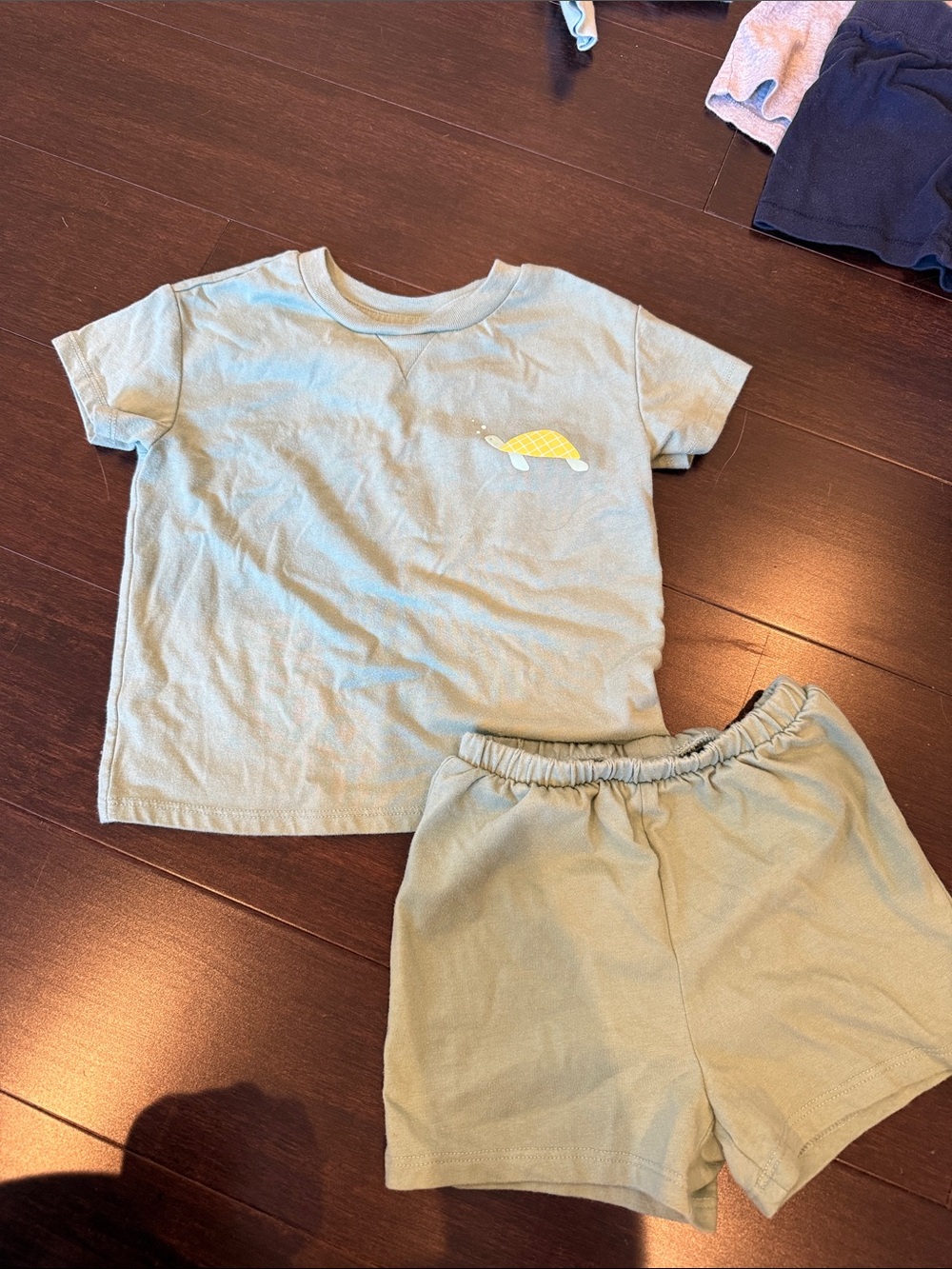 cloud island Light Green Turtle Short-Sleeve Pajama Set
